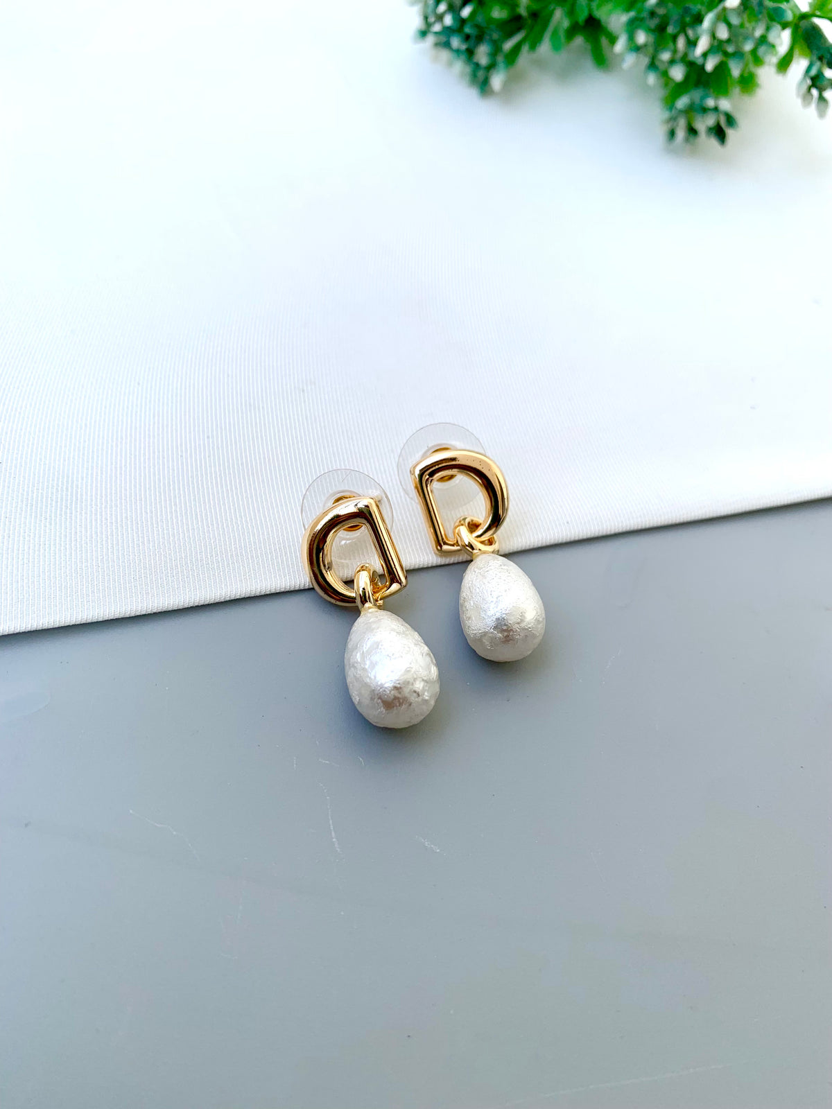 Mana handcrafted 22kt Gold plated earrings with semi-precious Pearls