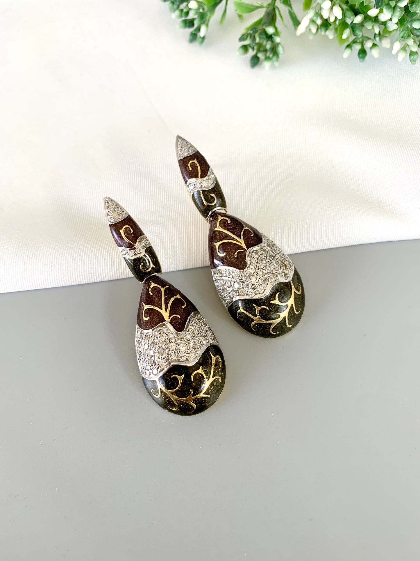 Angled view highlighting the color blend and sparkle on Ida Earrings