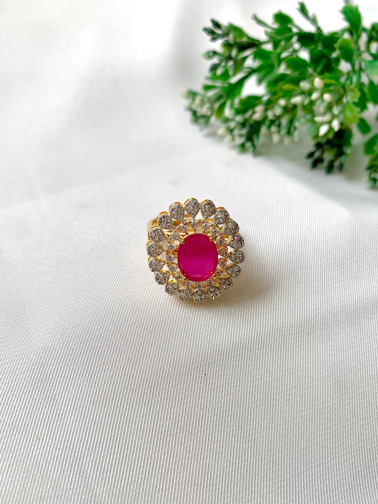 Janice Ring in Ruby with American Diamonds – Zamal Jewels