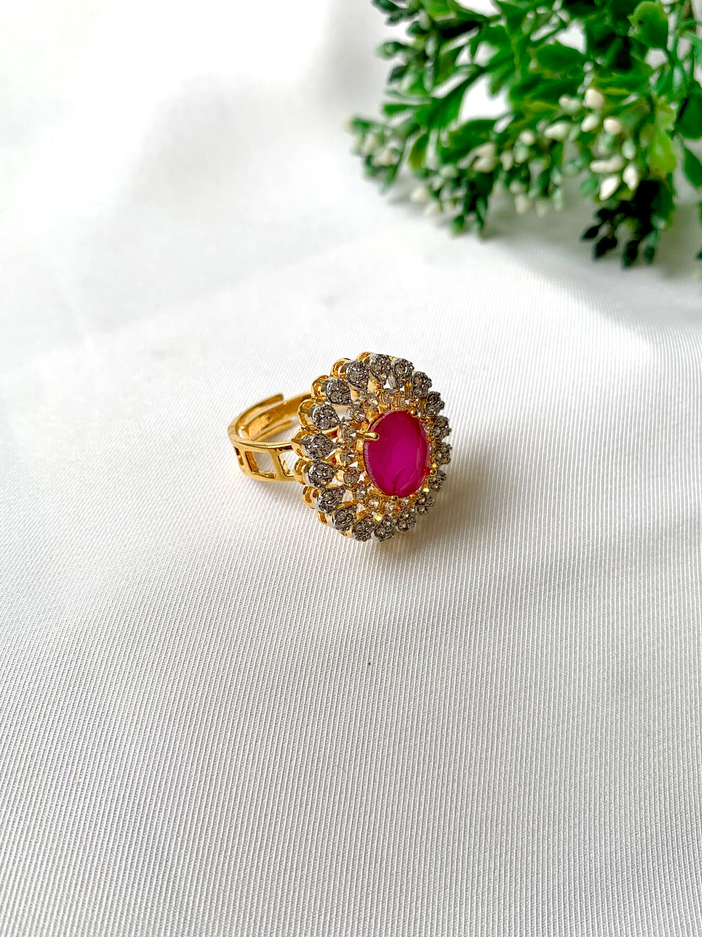 Janice Ring in Ruby with American Diamonds – Zamal Jewels