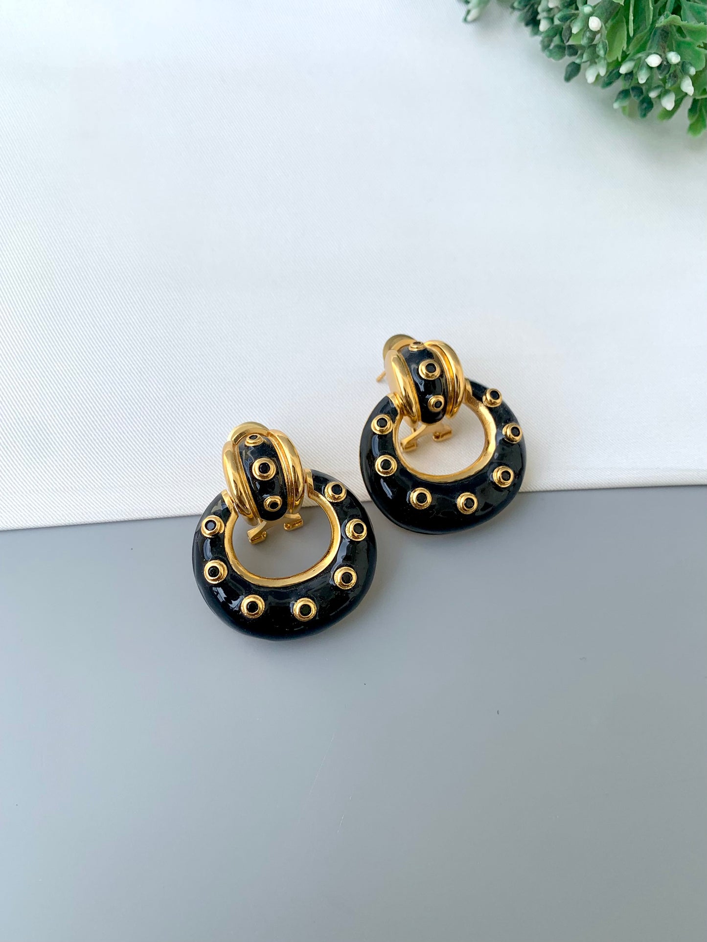 Naba gold plated earrings with intricate hand painted meena work