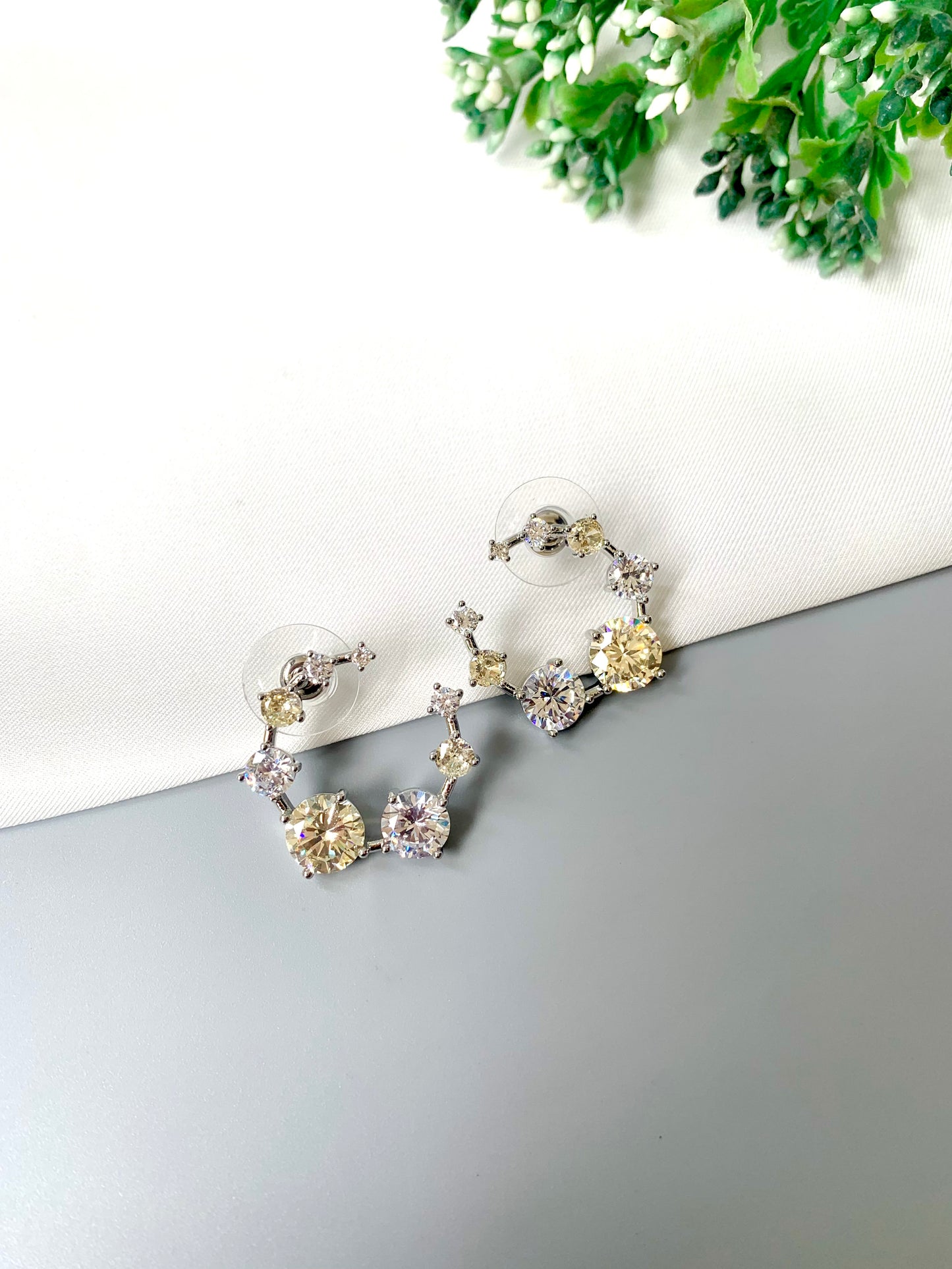 Velena Earrings – Citrine Edition front view with Swarovski Crystals