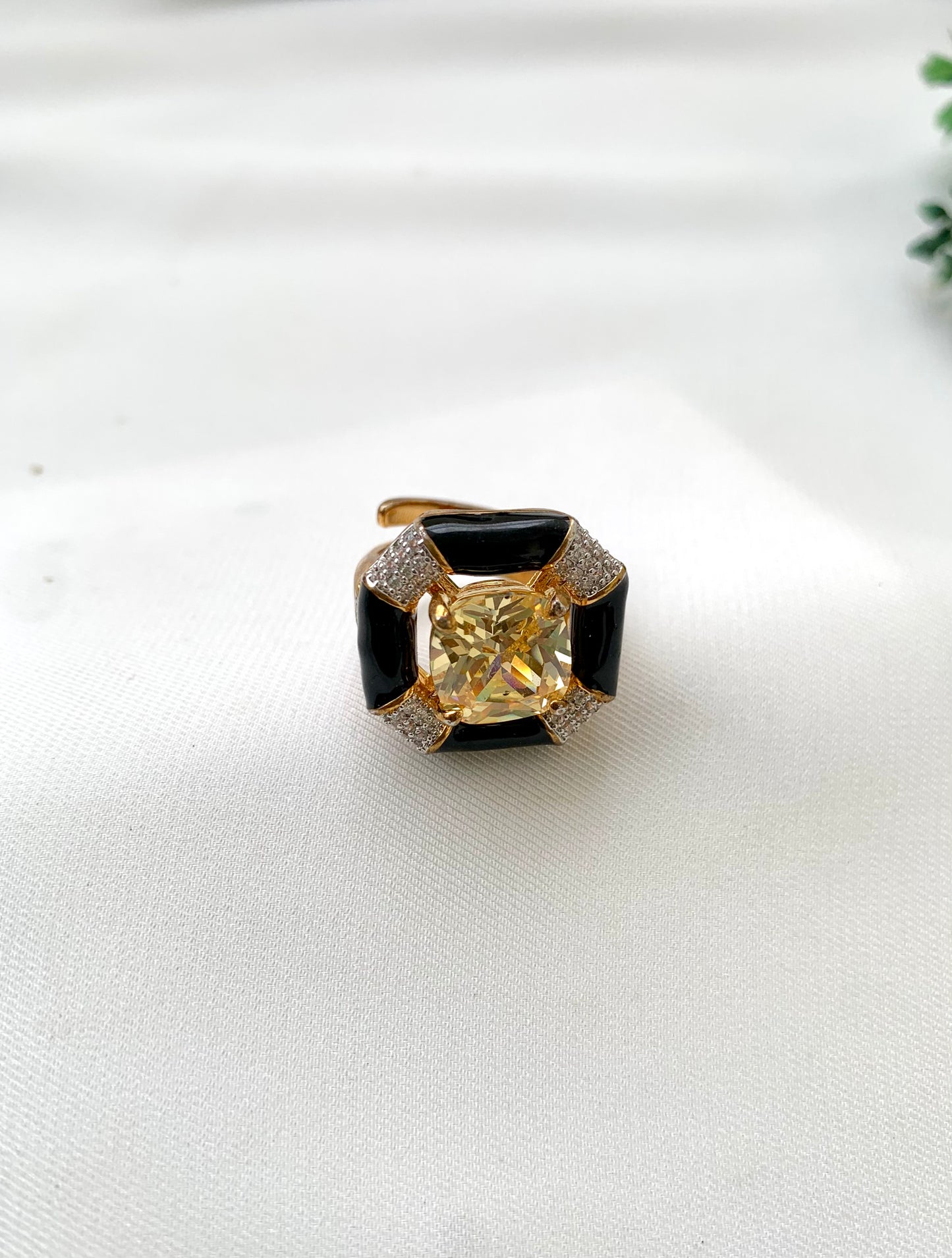 Atisha, Handcrafted Ring, Adjustable Ring, Gemstone Ring, American Diamond Ring, 22kt Gold Ring, Rhodium Ring, Meena Ring, Hand-Painted Meena, Sapphire Ring, Amethyst Ring, Citrine Ring, Champagne Stone, Semi-Precious Gemstones, Designer Ring, Statement Ring, Indian Jewellery, Limited Edition, Zamal Jewels