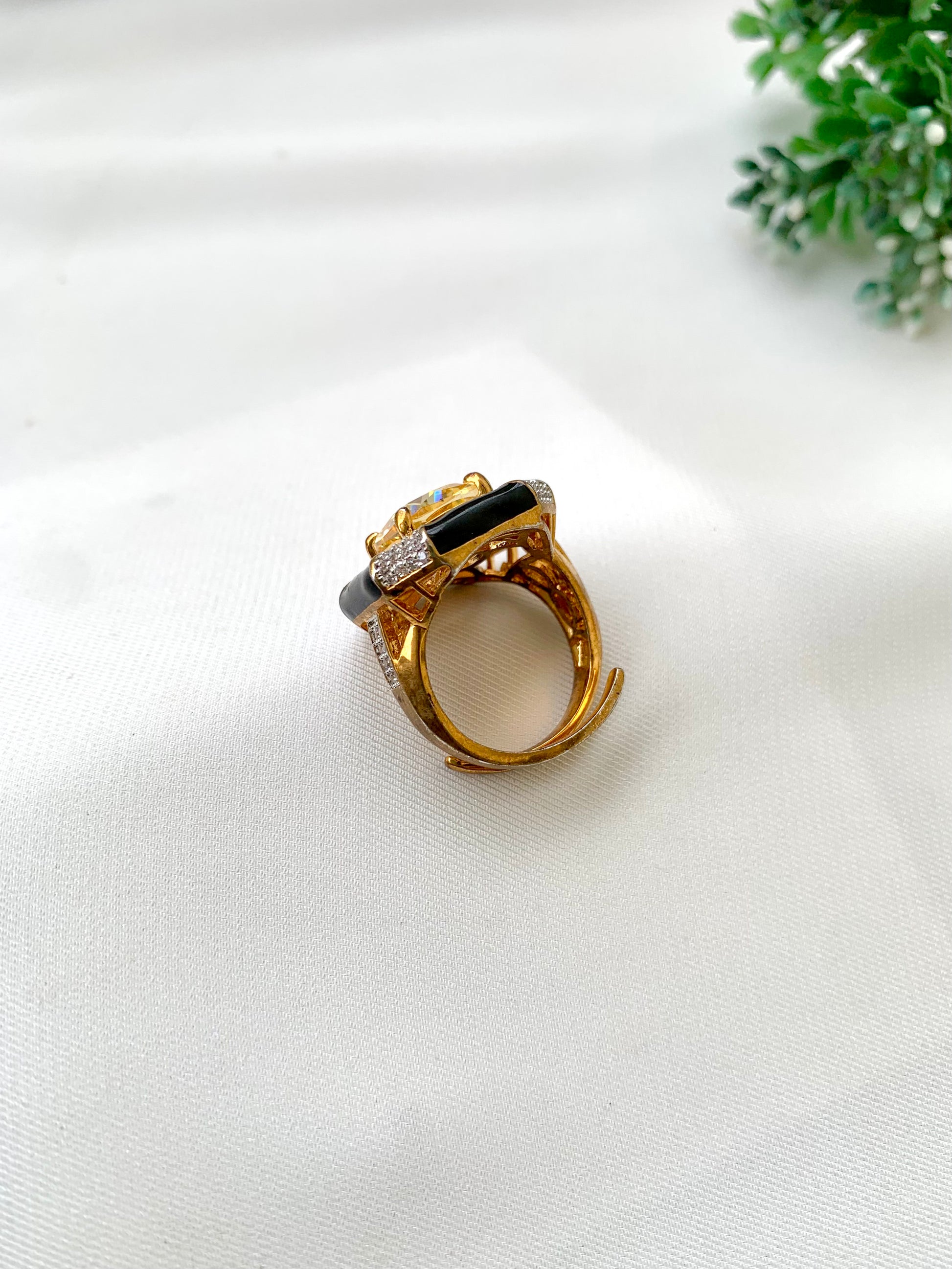 Atisha, Handcrafted Ring, Adjustable Ring, Gemstone Ring, American Diamond Ring, 22kt Gold Ring, Rhodium Ring, Meena Ring, Hand-Painted Meena, Sapphire Ring, Amethyst Ring, Citrine Ring, Champagne Stone, Semi-Precious Gemstones, Designer Ring, Statement Ring, Indian Jewellery, Limited Edition, Zamal Jewels