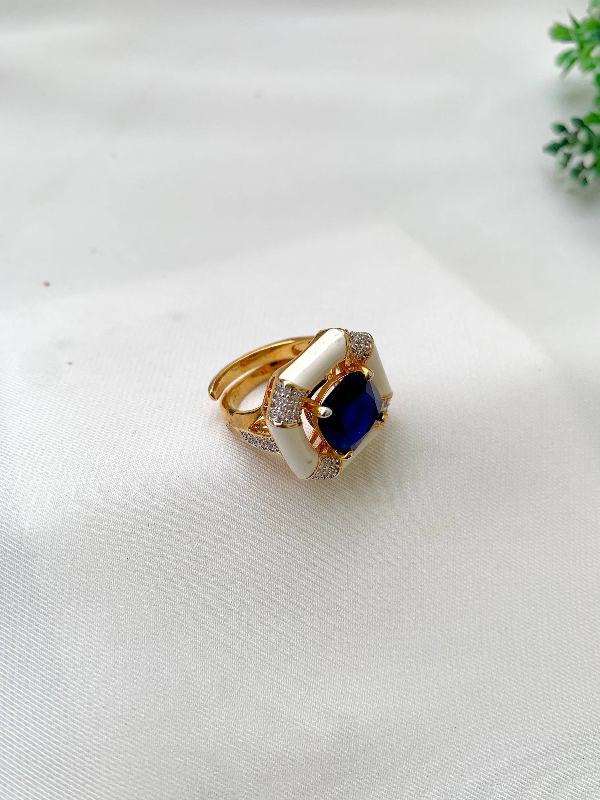 Atisha, Handcrafted Ring, Adjustable Ring, Gemstone Ring, American Diamond Ring, 22kt Gold Ring, Rhodium Ring, Meena Ring, Hand-Painted Meena, Sapphire Ring, Amethyst Ring, Citrine Ring, Champagne Stone, Semi-Precious Gemstones, Designer Ring, Statement Ring, Indian Jewellery, Limited Edition, Zamal Jewels