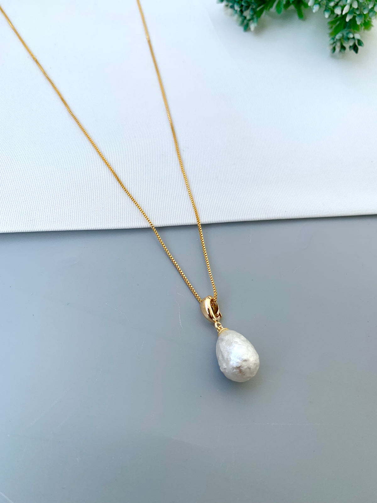 Disha handcrafted 22kt Gold plated chain with semi-precious Pearls