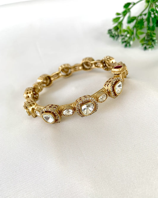 Jahanara Kundan Bangle with American Diamonds in 22kt gold plating – Zamal Jewels
