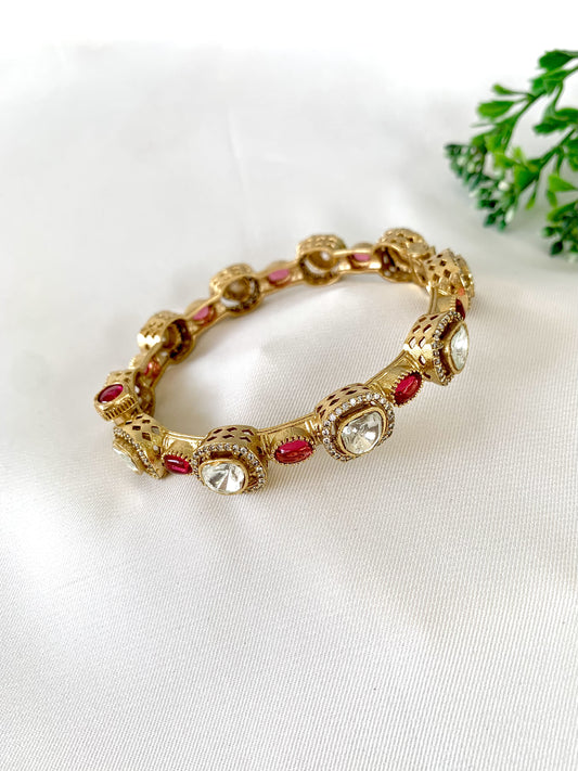 Jahanara Ruby Bangle with Kundan and American Diamonds – Zamal Jewels