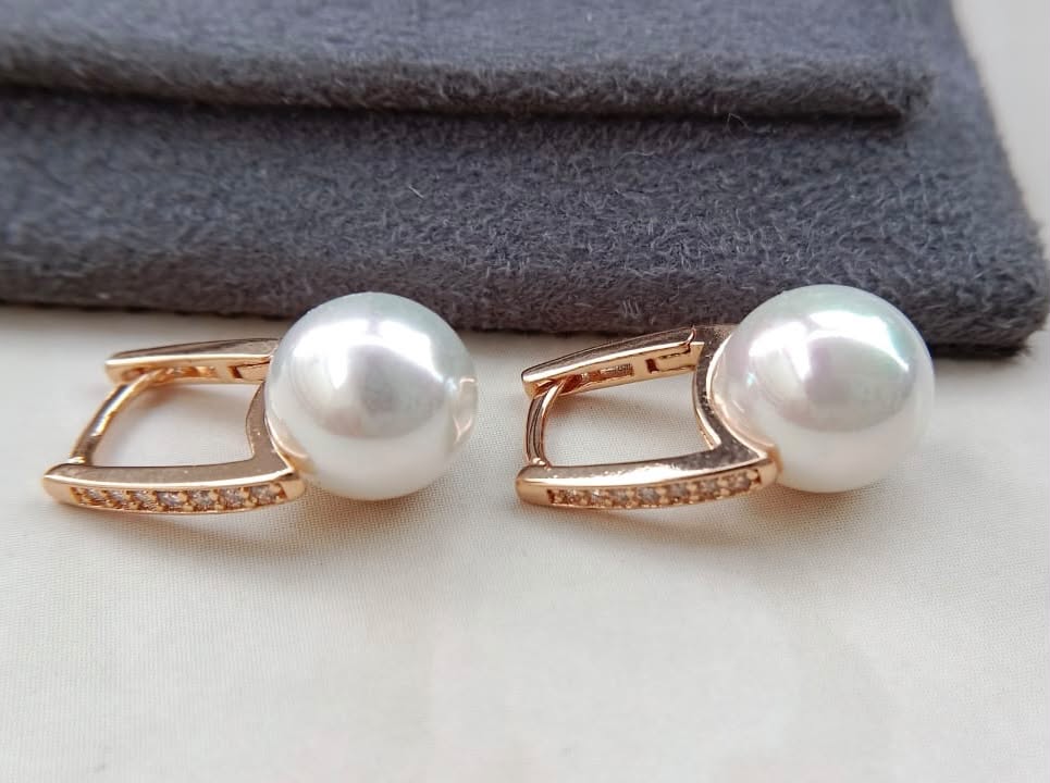 Liyah handcrafted 22kt Gold plated studs with American Diamonds and semi-precious Pearls