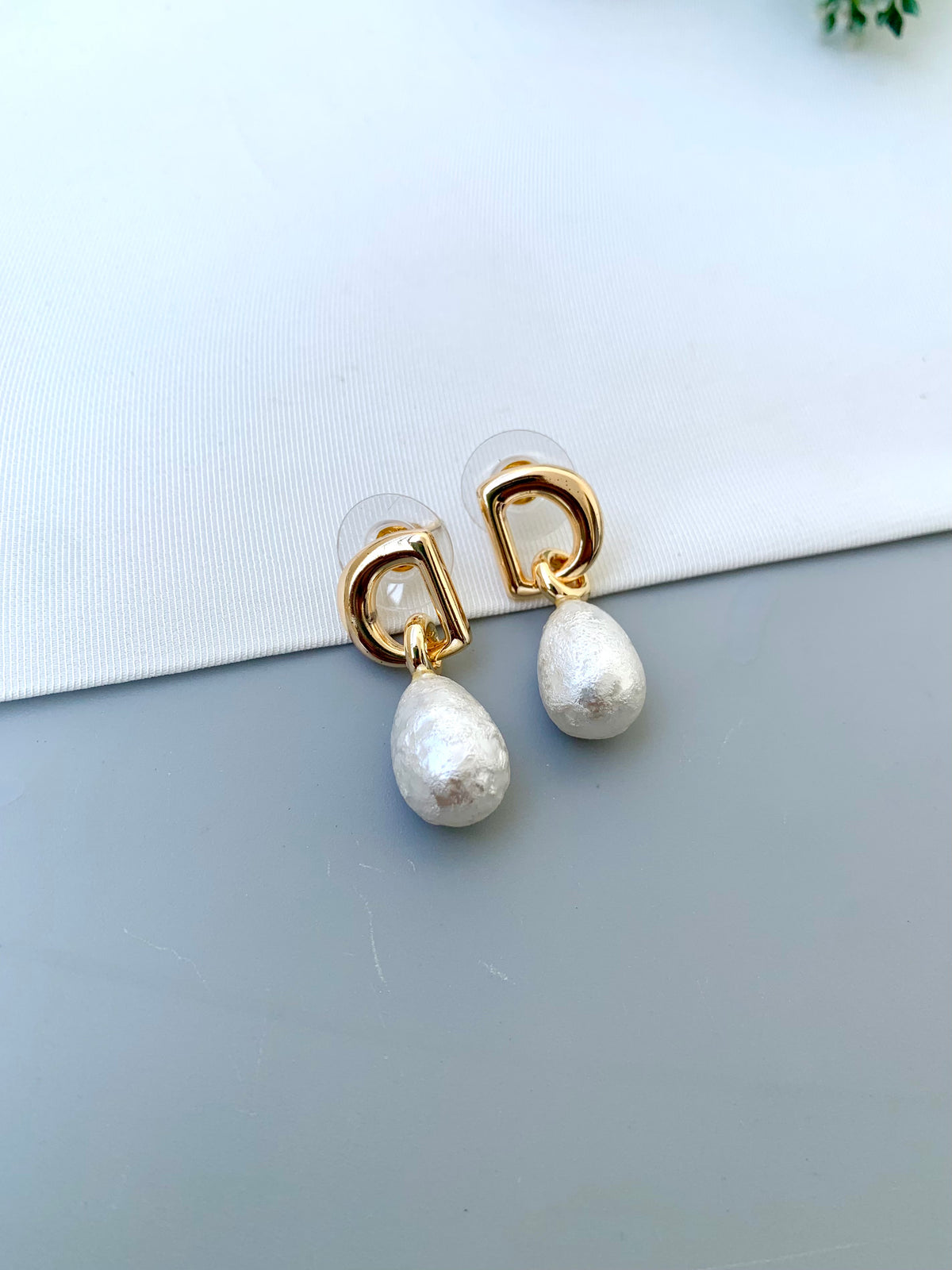 Mana handcrafted 22kt Gold plated earrings with semi-precious Pearls