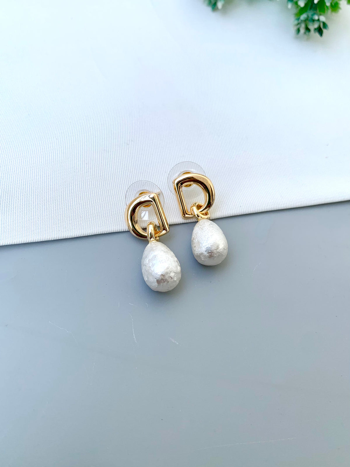 Mana handcrafted 22kt Gold plated earrings with semi-precious Pearls