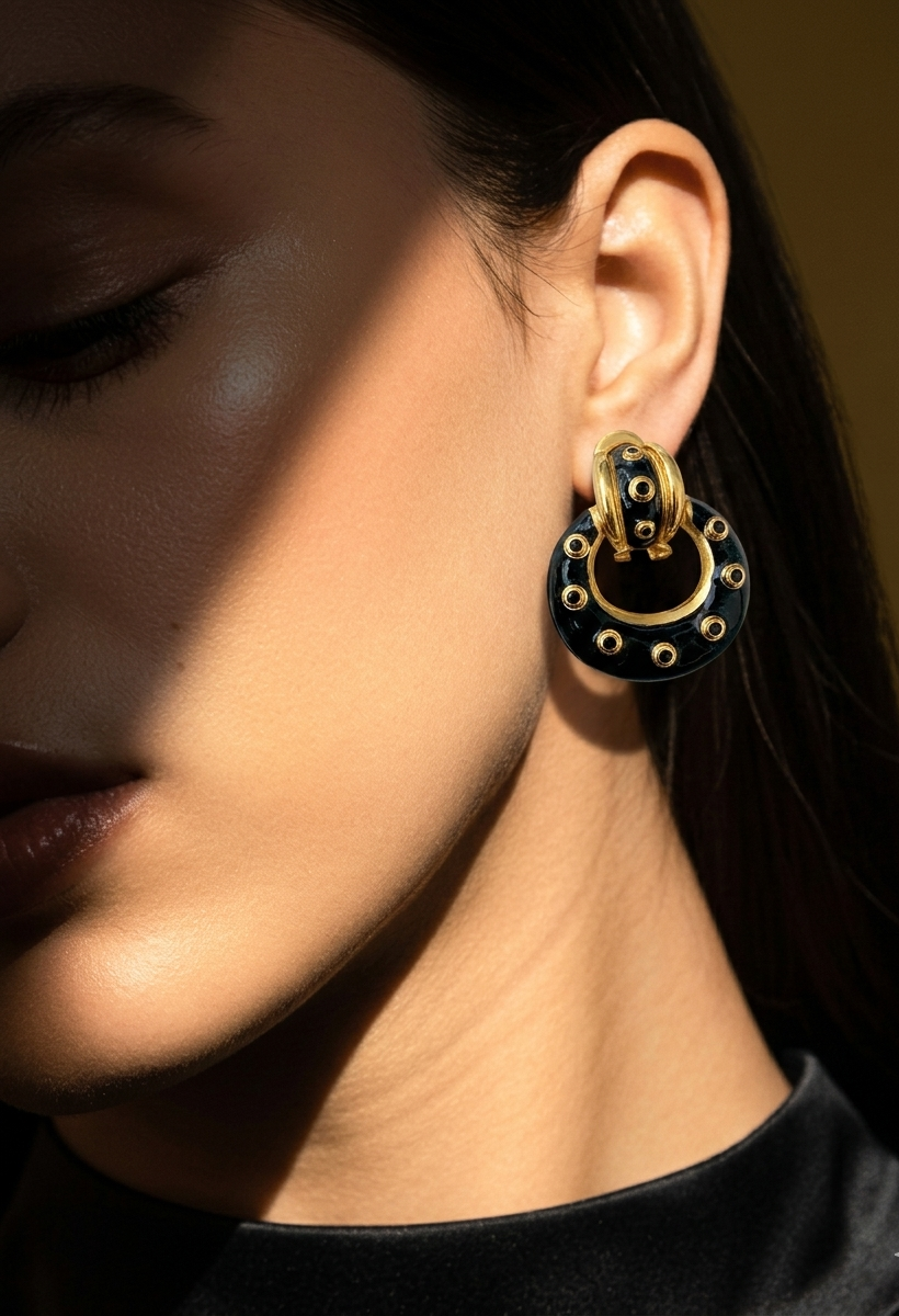 Naba gold plated earrings with intricate hand painted meena work