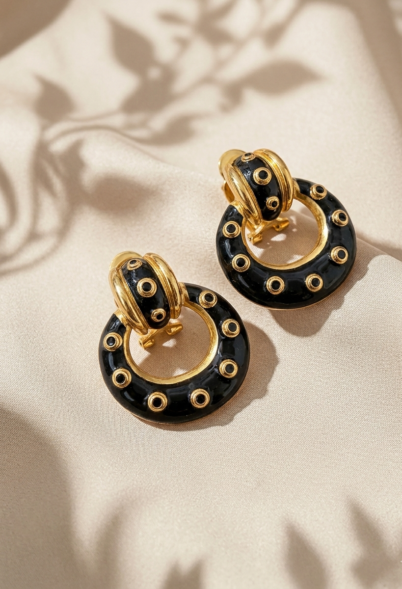 Naba gold plated earrings with intricate hand painted meena work