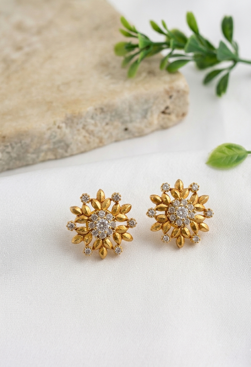 Niya gold plated studs with high quality American diamonds