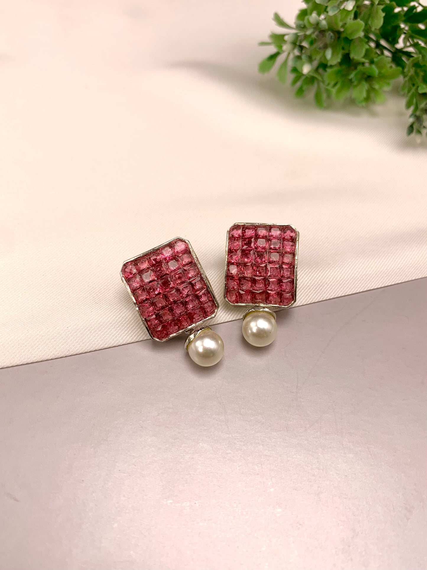Zaryab handcrafted earrings with American Diamonds, semi-precious Pearls and crystals, available in Sapphire, Amethyst, Ruby, Emerald, White and Ferozi