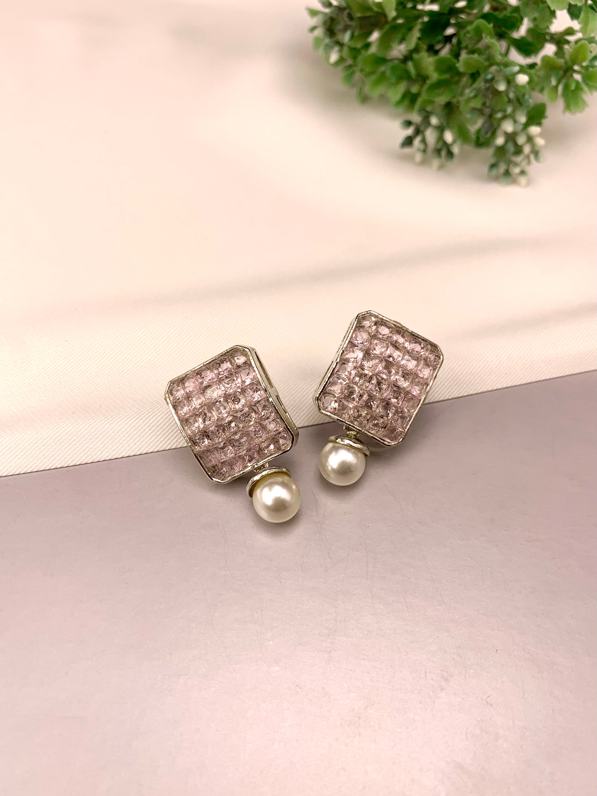 Zaryab handcrafted earrings with American Diamonds, semi-precious Pearls and crystals, available in Sapphire, Amethyst, Ruby, Emerald, White and Ferozi