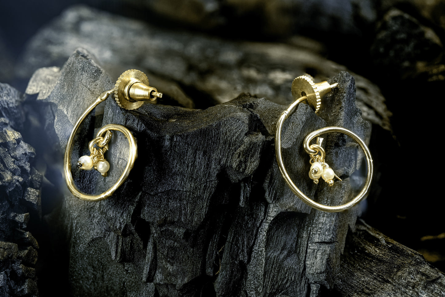 22kt gold plated hoop base for Baila Changeable Jhumki earrings by Zamal Jewels with screw lock and pearl charm