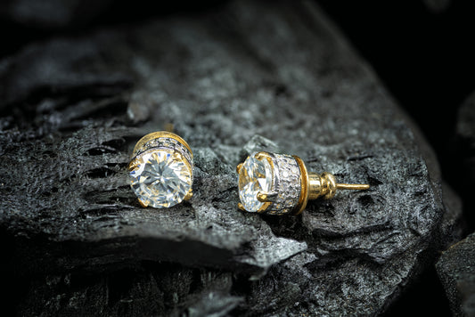 Ester Signature Studs in 22kt Gold Plating with American Diamonds – Zamal Jewels