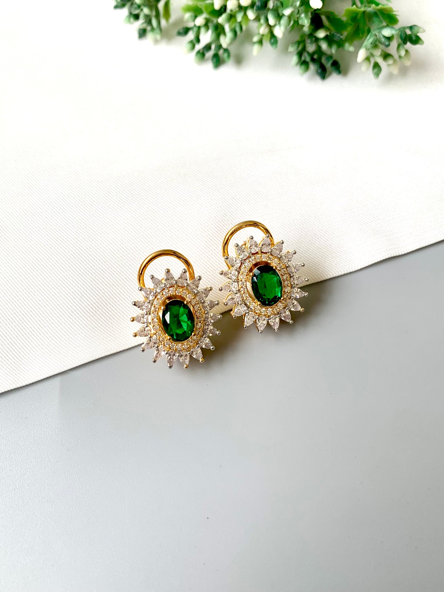 Zamal Jewels Designer Stud Earrings – Hydro Emerald Variant
