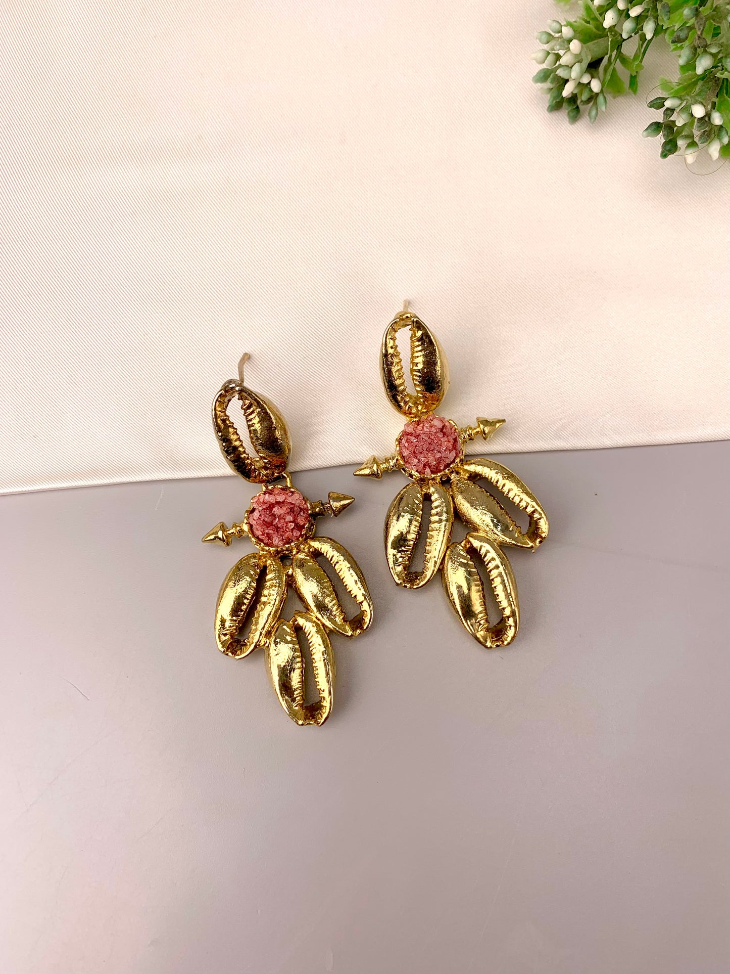 Robika handcrafted gold plated earrings with semi-precious natural gemstones