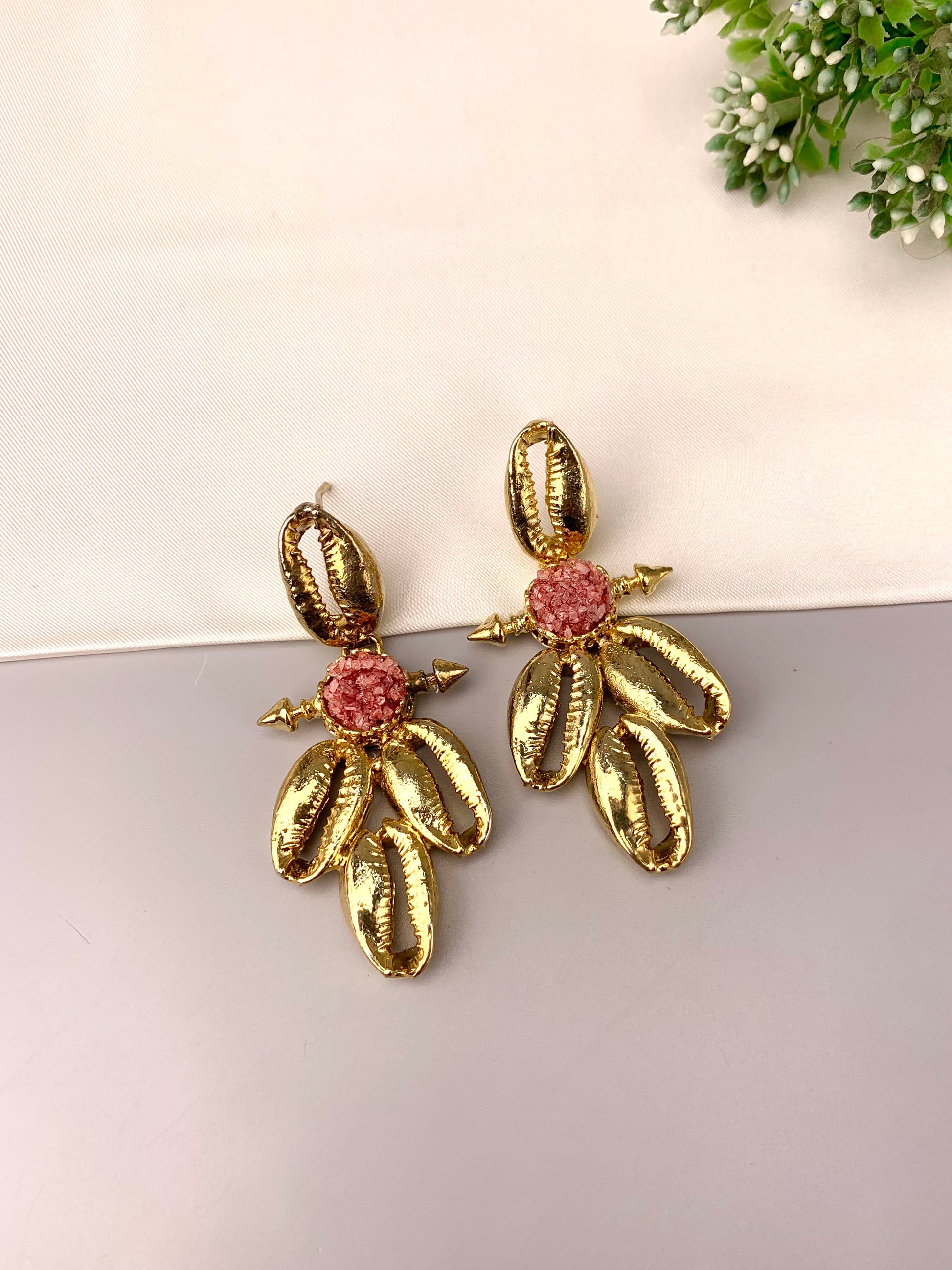Robika handcrafted gold plated earrings with semi-precious natural gemstones