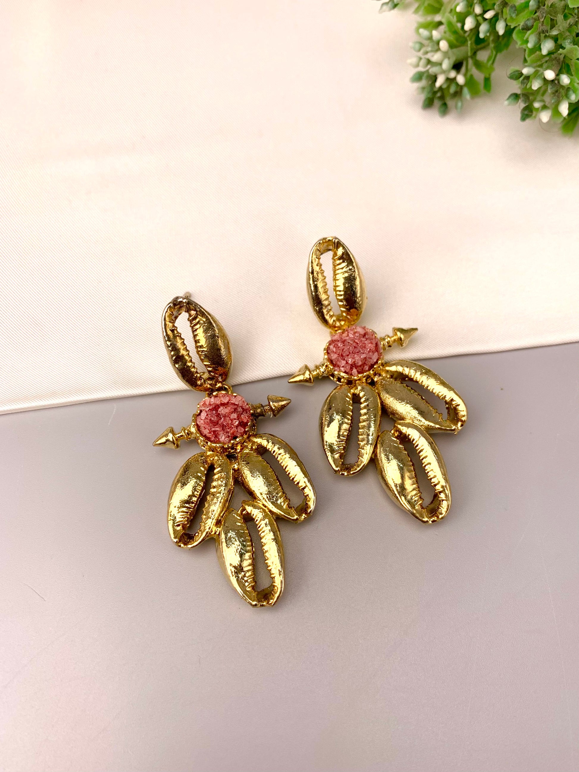 Robika handcrafted gold plated earrings with semi-precious natural gemstones