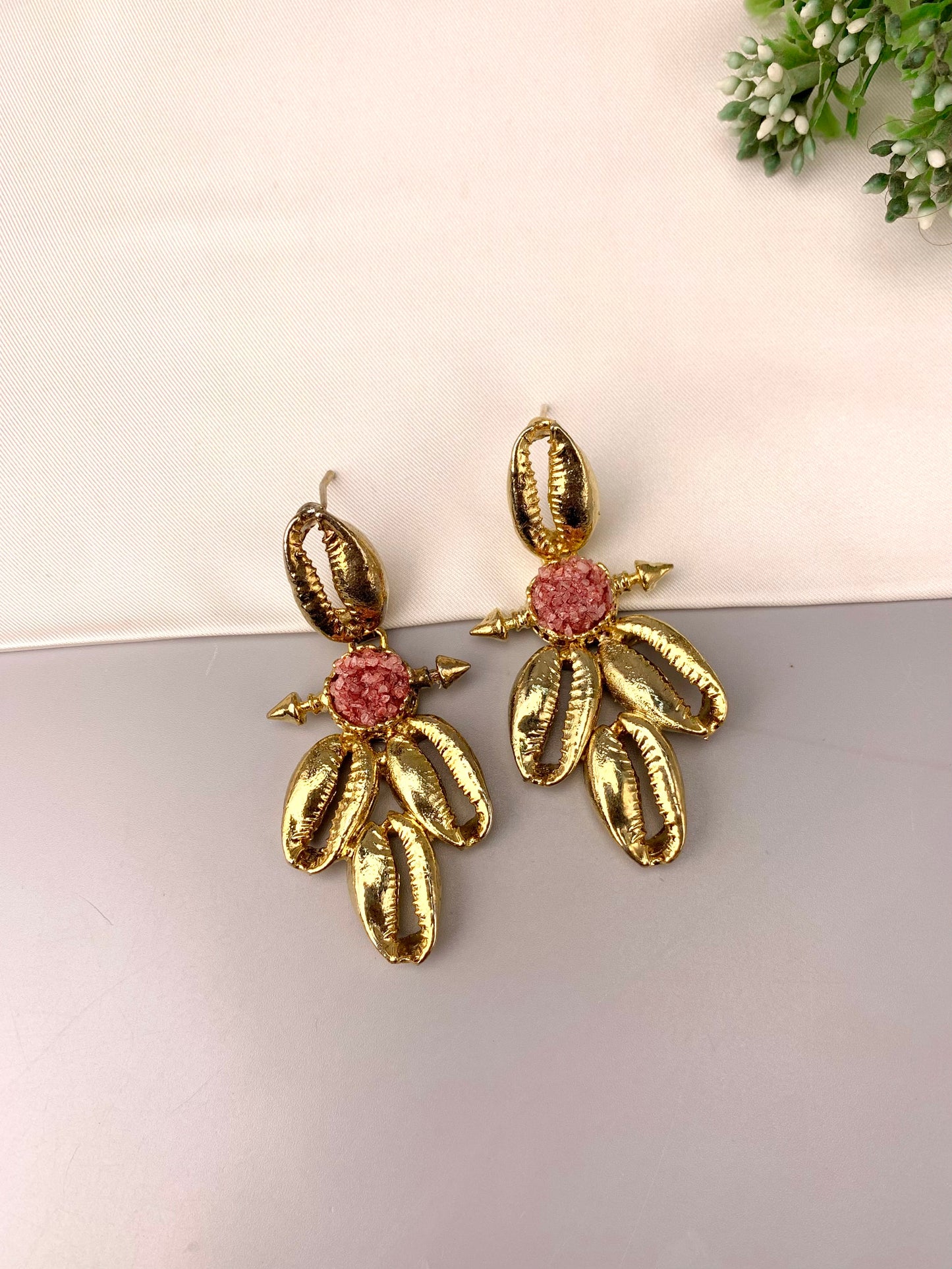 Robika handcrafted gold plated earrings with semi-precious natural gemstones