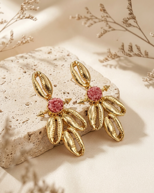 Robika handcrafted gold plated earrings with semi-precious natural gemstones