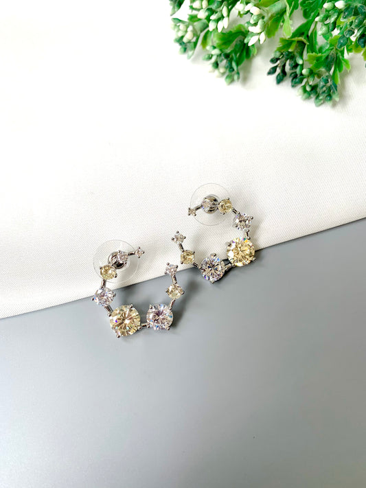Velena Earrings – Citrine Edition front view with Swarovski Crystals