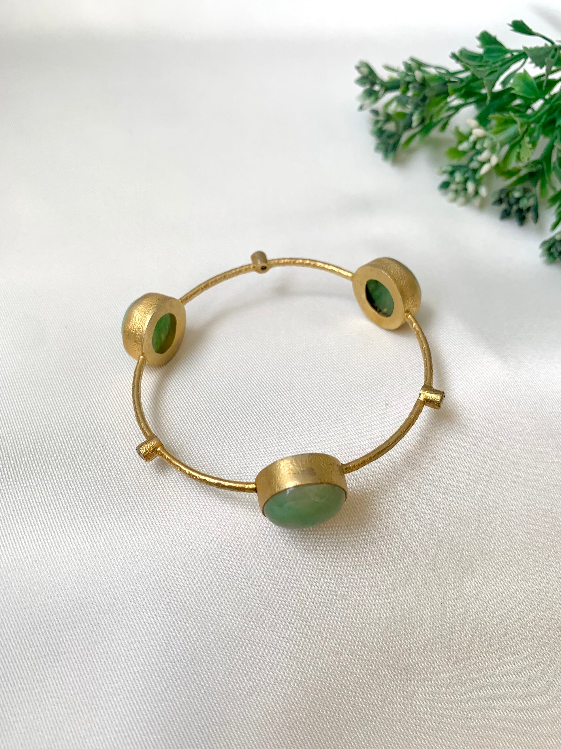 Visha gold plated bangle with semi precious natural gemstones in a minimalist design