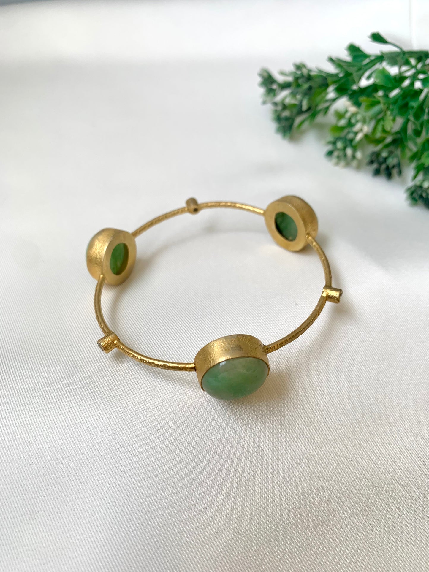 Visha gold plated bangle with semi precious natural gemstones in a minimalist design