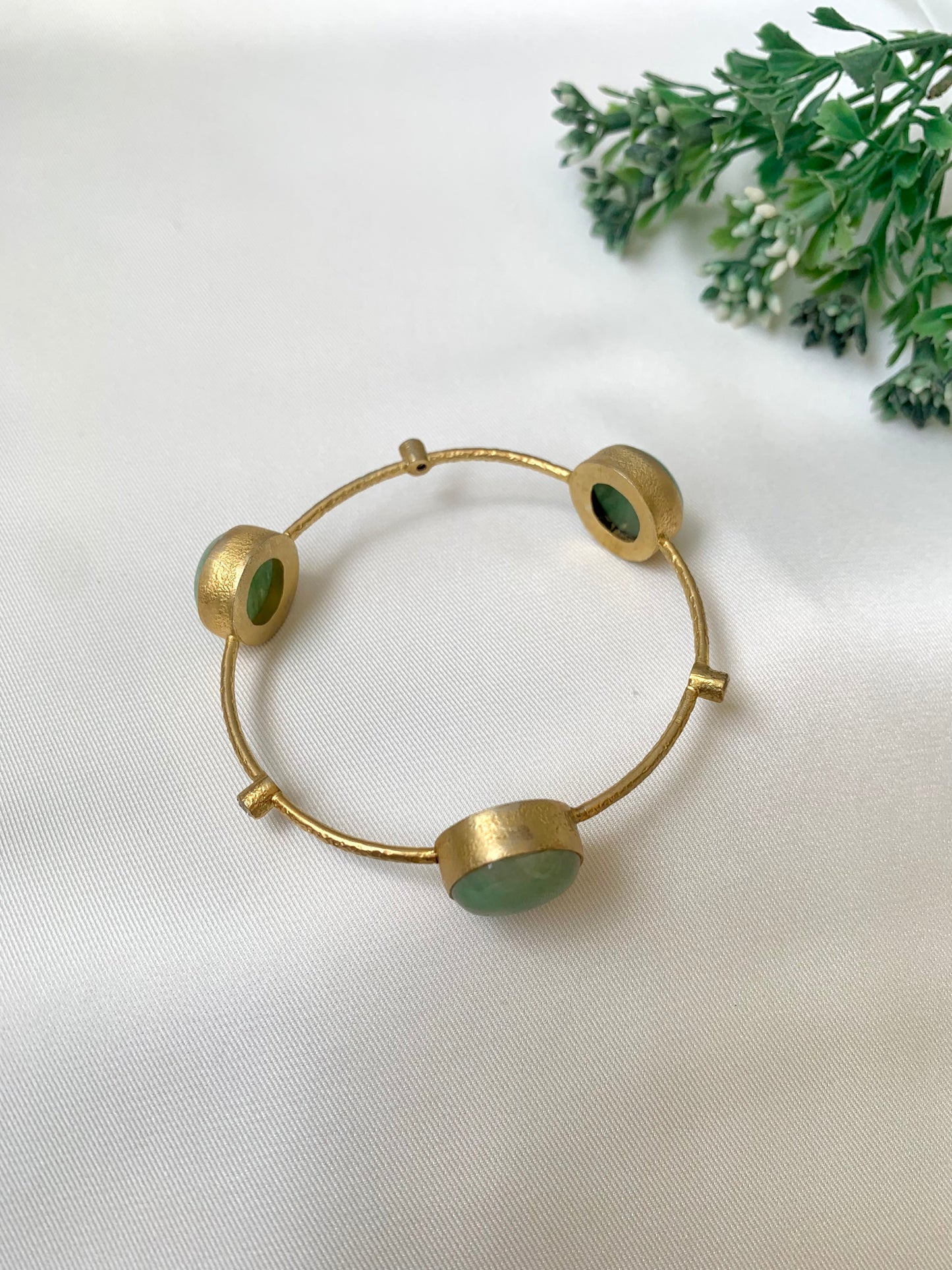 Visha gold plated bangle with semi precious natural gemstones in a minimalist design