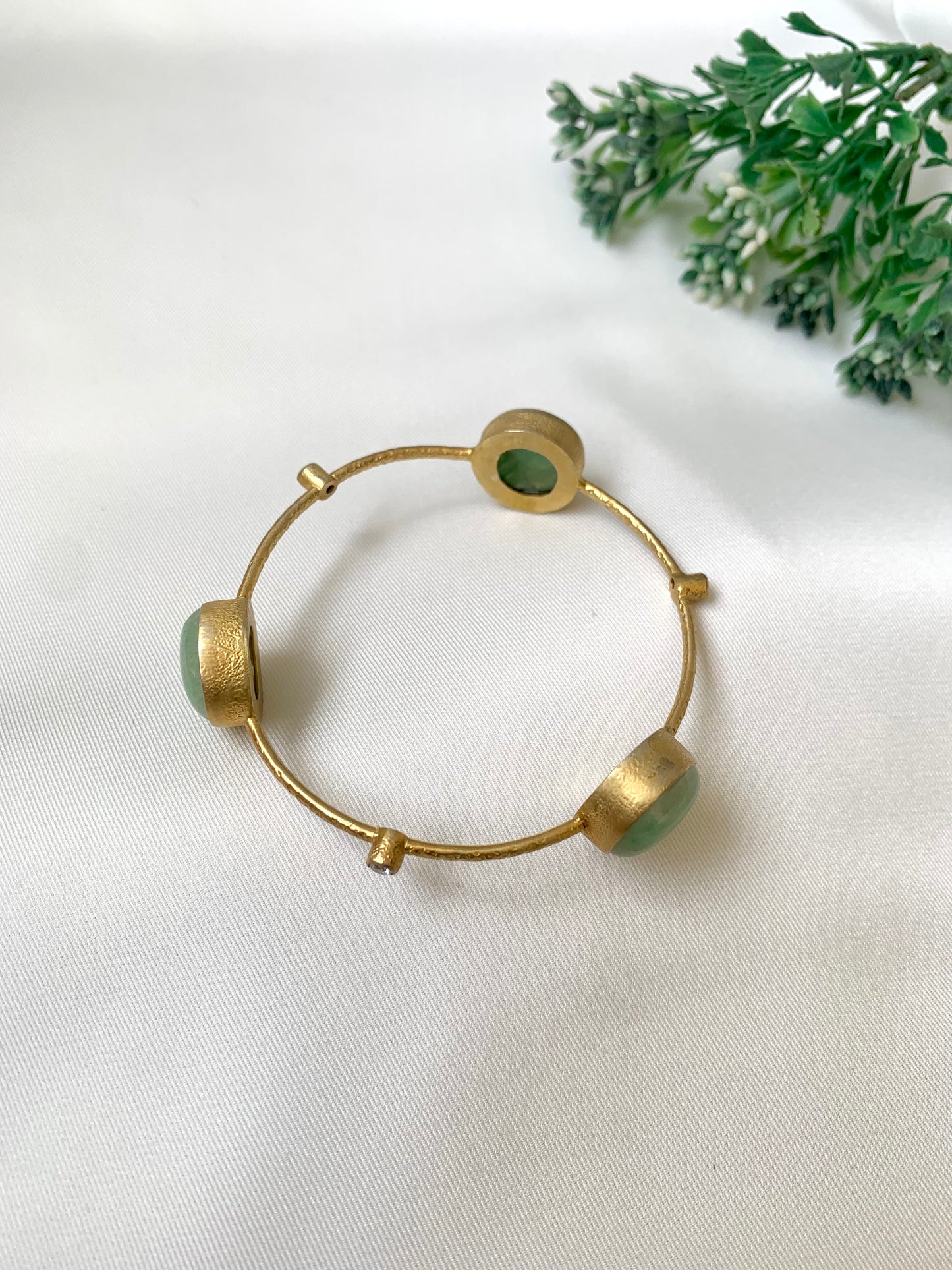 Visha gold plated bangle with semi precious natural gemstones in a minimalist design