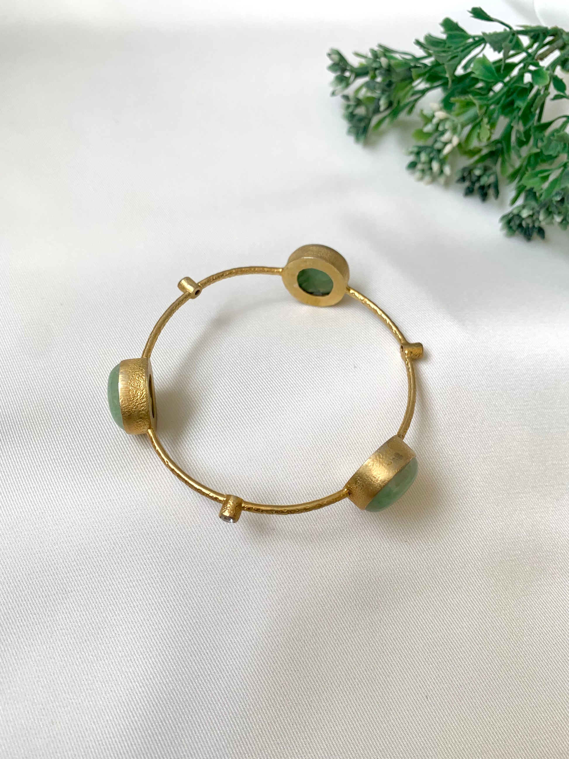 Visha gold plated bangle with semi precious natural gemstones in a minimalist design