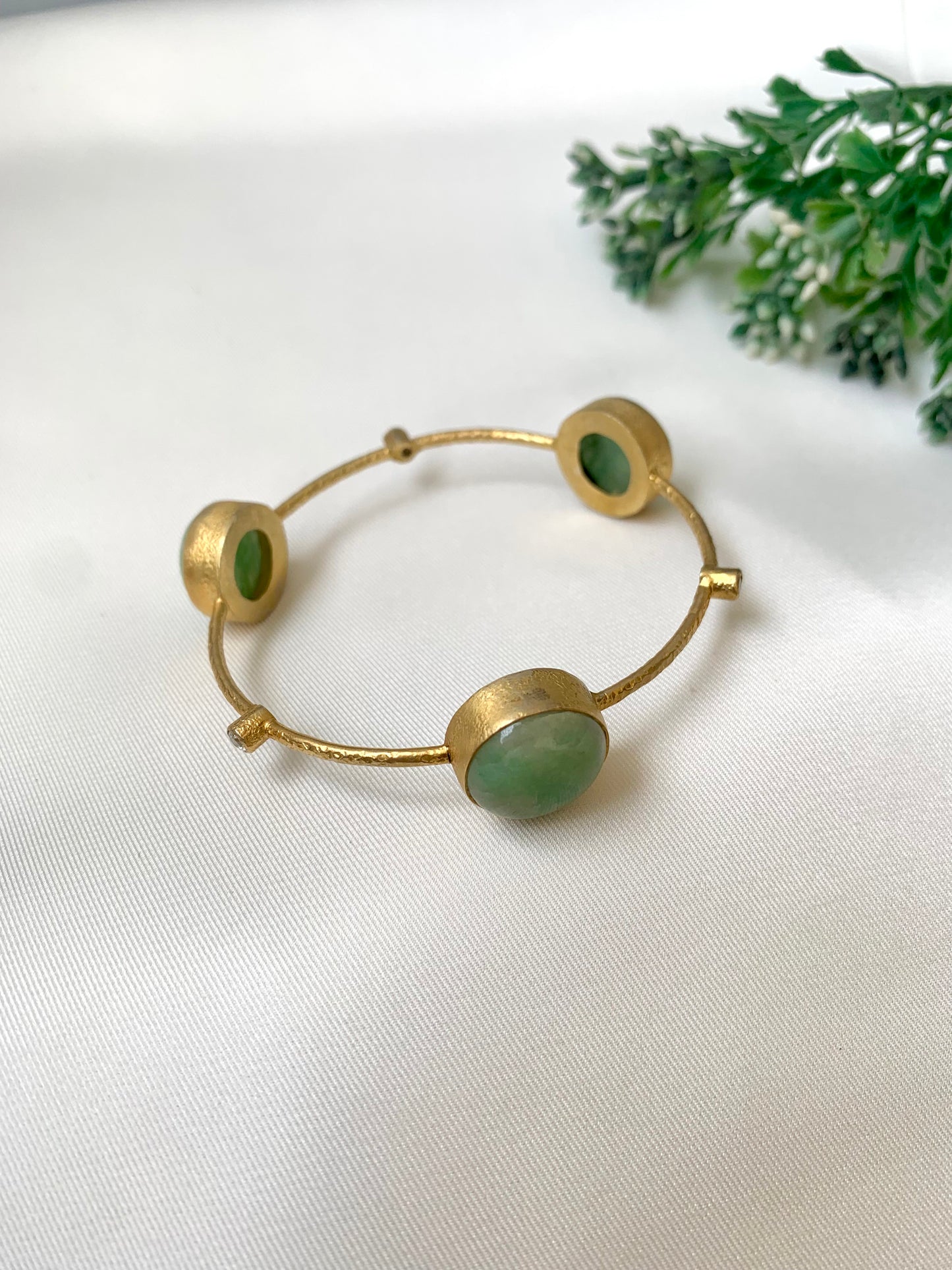Visha gold plated bangle with semi precious natural gemstones in a minimalist design