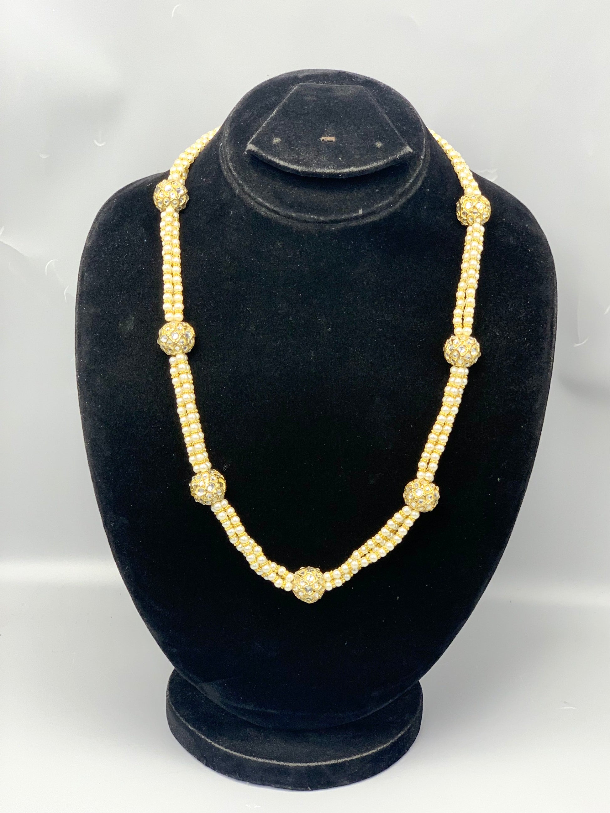 Yashma handcrafted 22kt gold plated maala with kundan and semi precious pearls