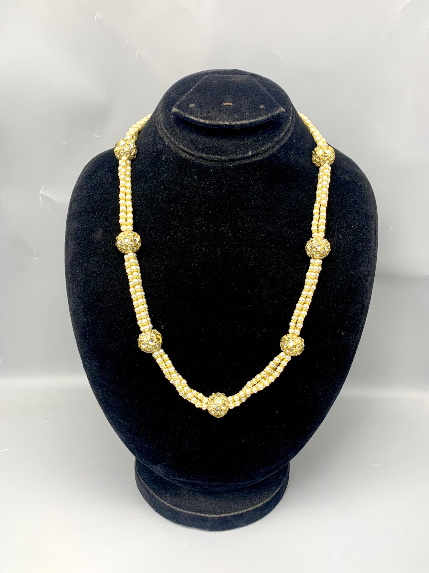 Yashma handcrafted 22kt gold plated maala with kundan and semi precious pearls