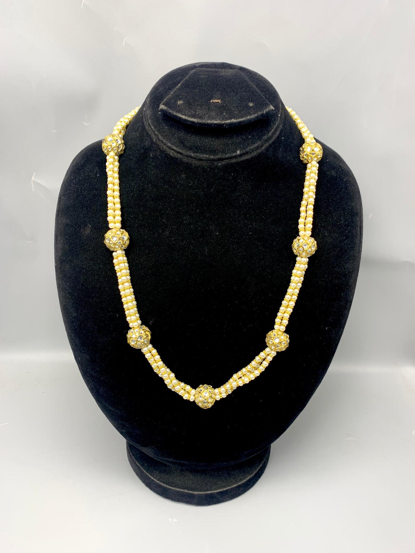Yashma handcrafted 22kt gold plated maala with kundan and semi precious pearls