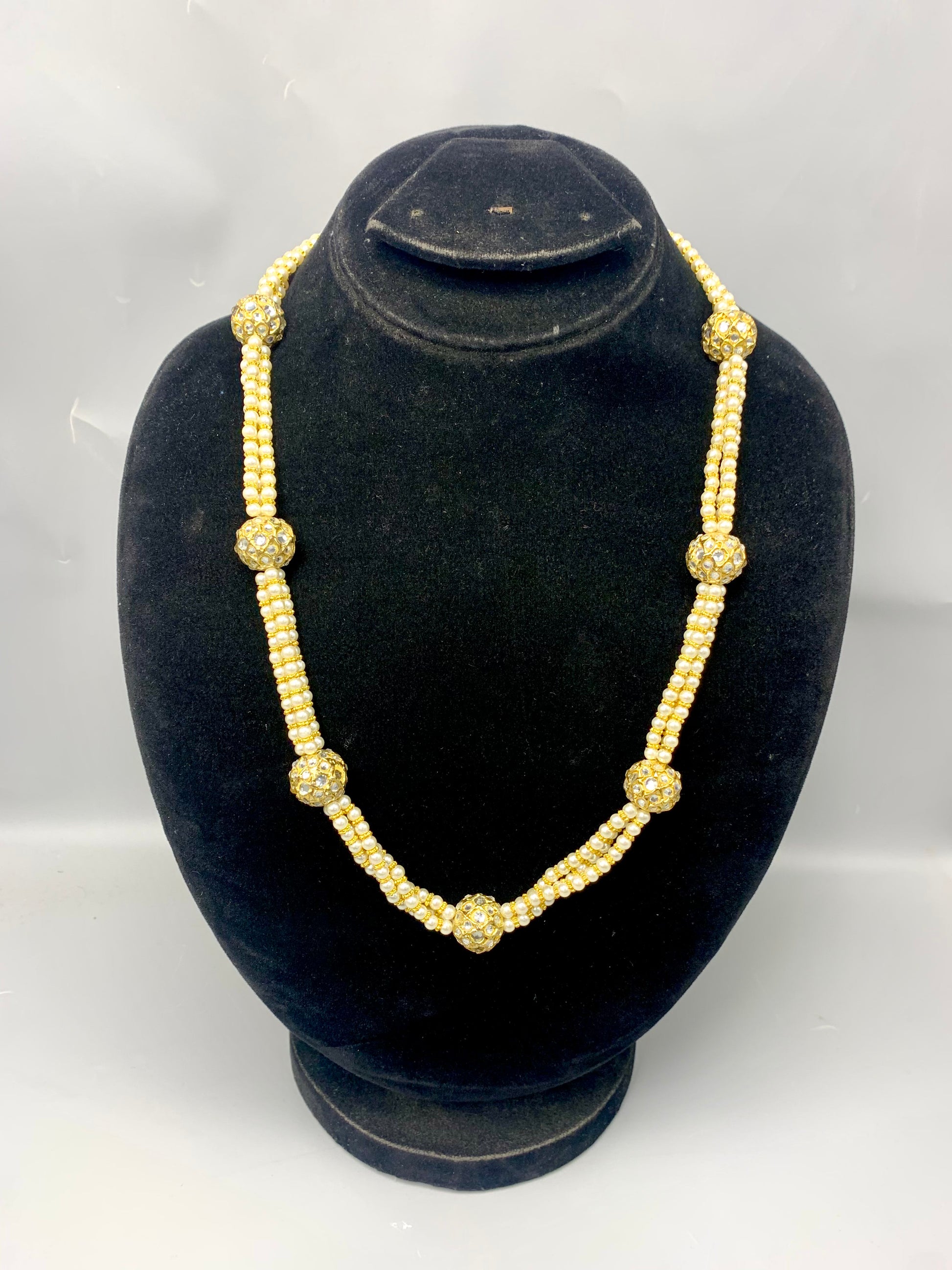 Yashma handcrafted 22kt gold plated maala with kundan and semi precious pearls