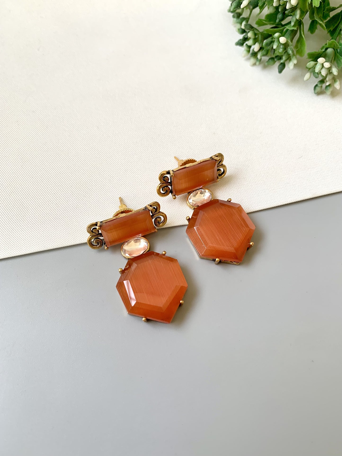 Handcrafted 22kt gold plated kundan earrings with semi-precious onyx stones by Zamal Jewels