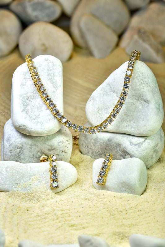 22kt gold plated American Diamond string necklace set from Zareen Collection